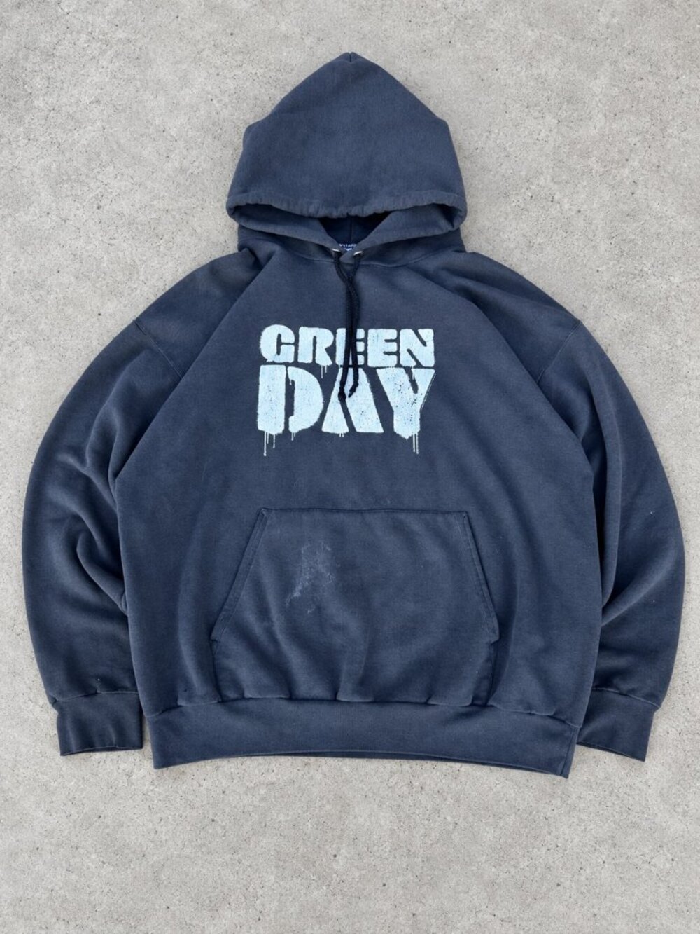 Green Day Distressed Lettering Navy Gildan Hoodie